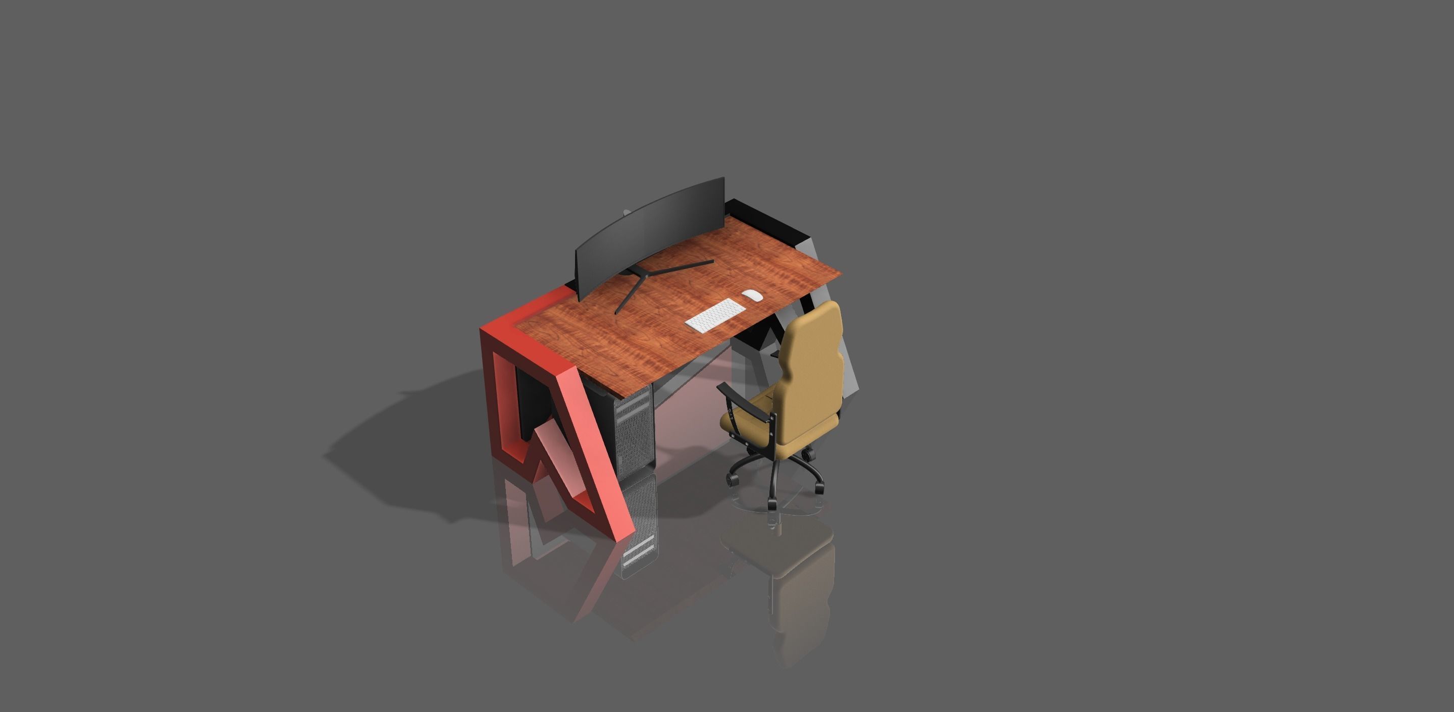 Custom Desk Low-poly 3D model_2