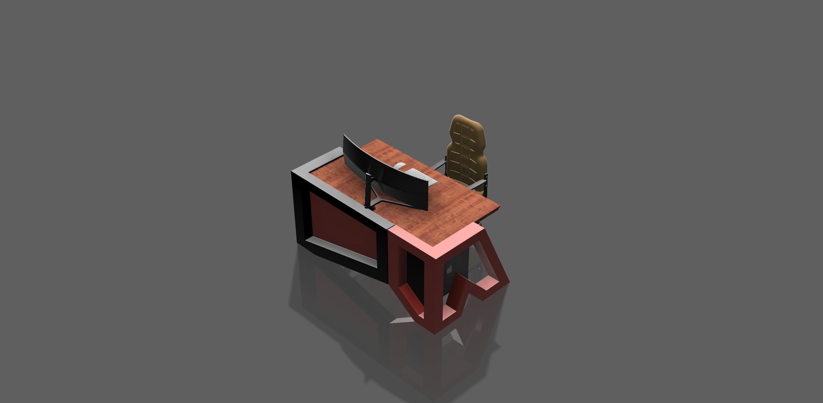 Custom Desk Low-poly 3D model_1