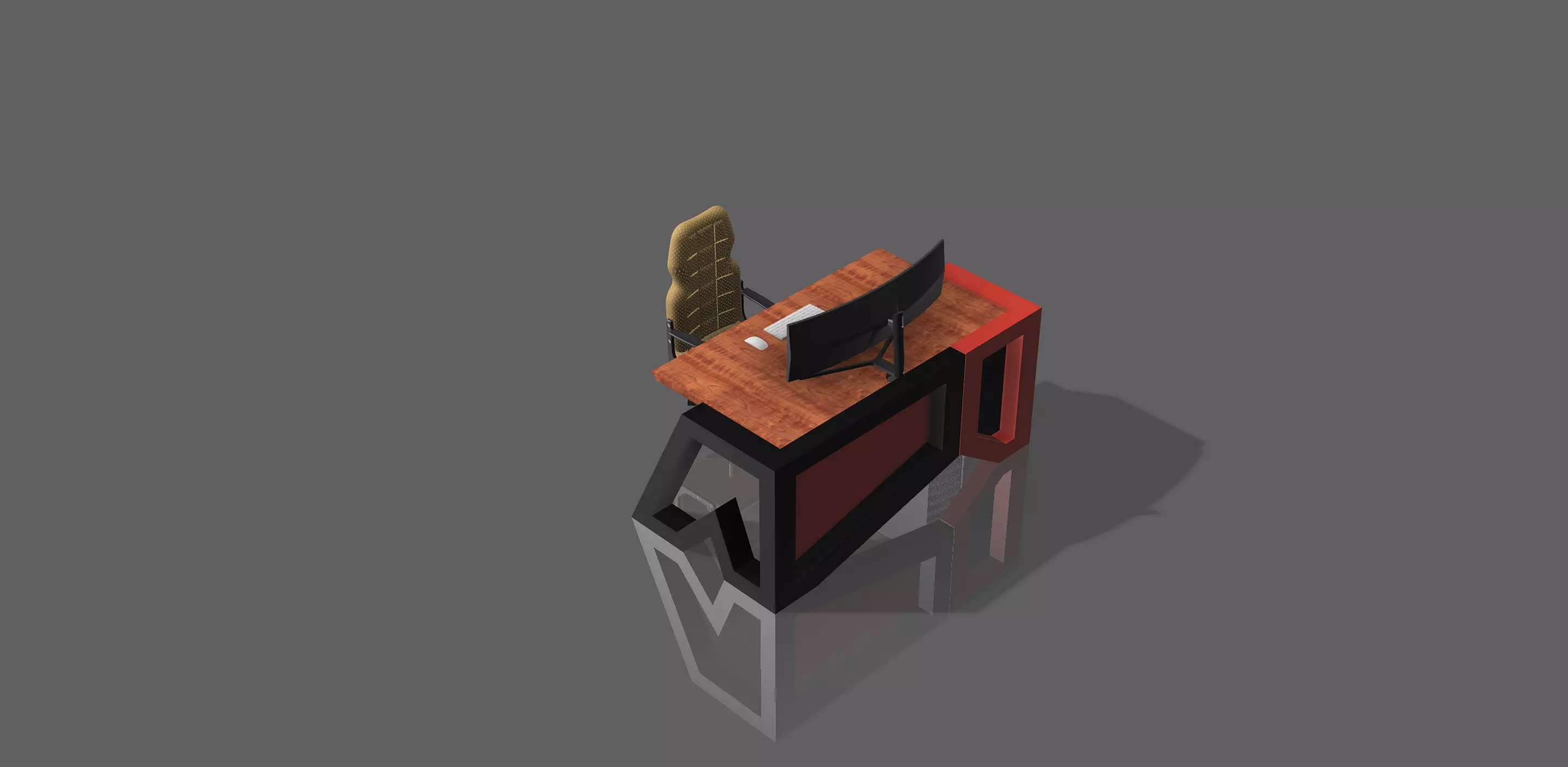 Custom Desk Low-poly 3D model_0