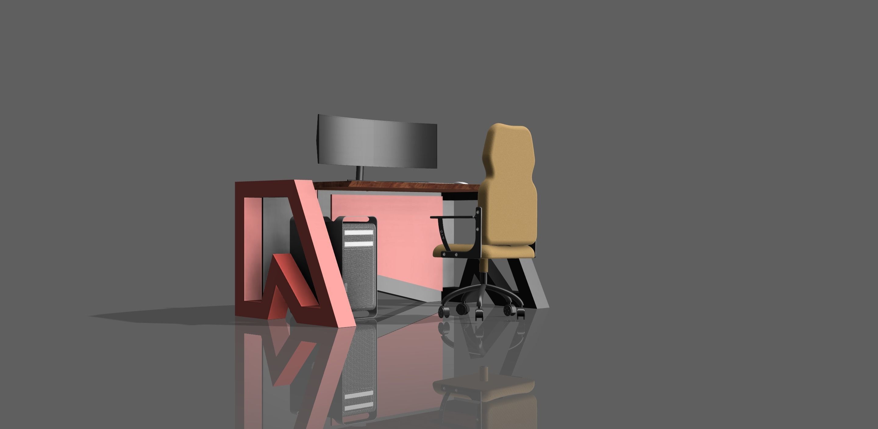 Custom Desk Low-poly 3D model_4
