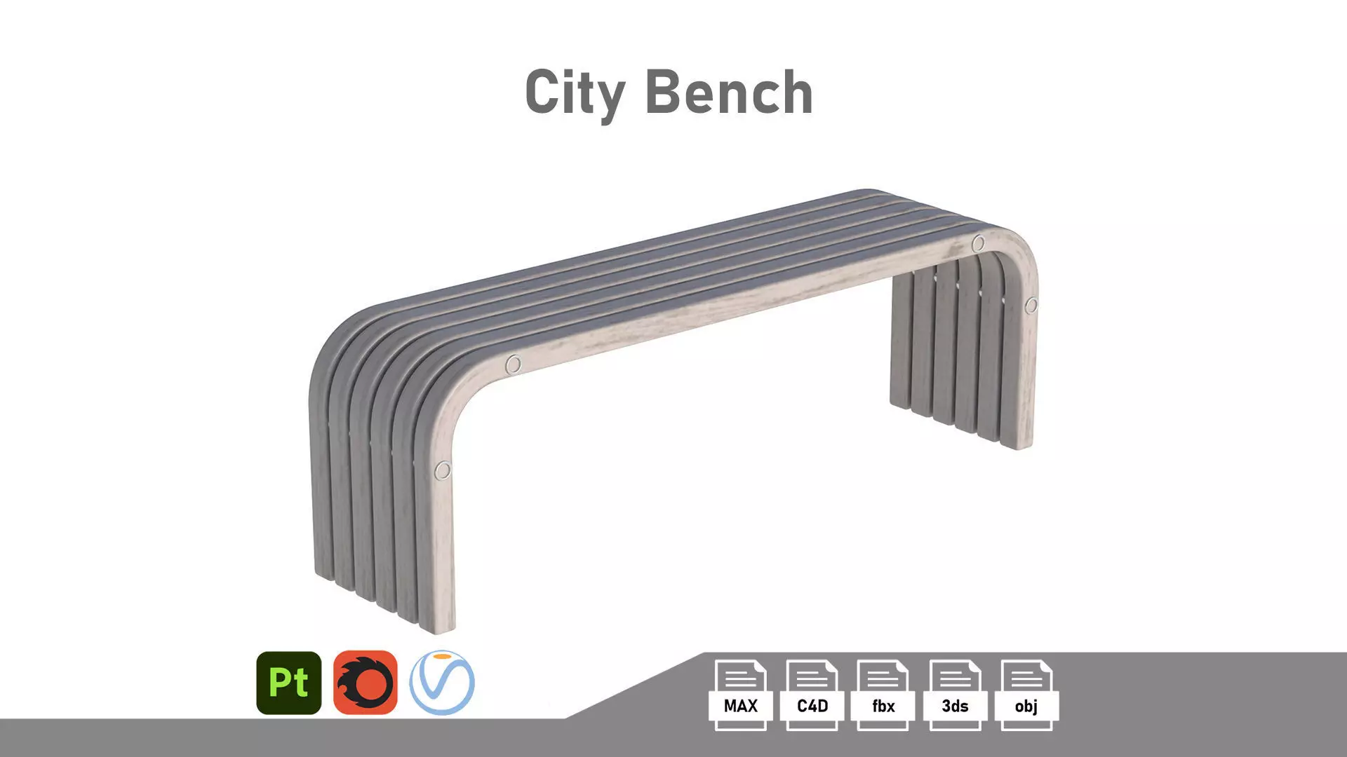 City Bench 13 Low-poly 3D model_0