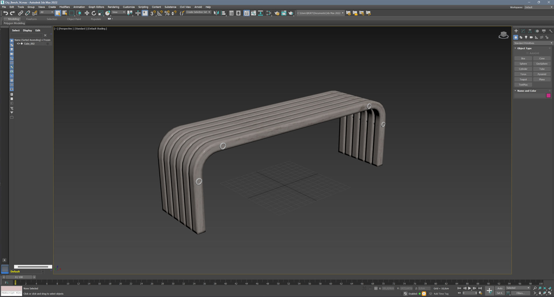 City Bench 13 Low-poly 3D model_9