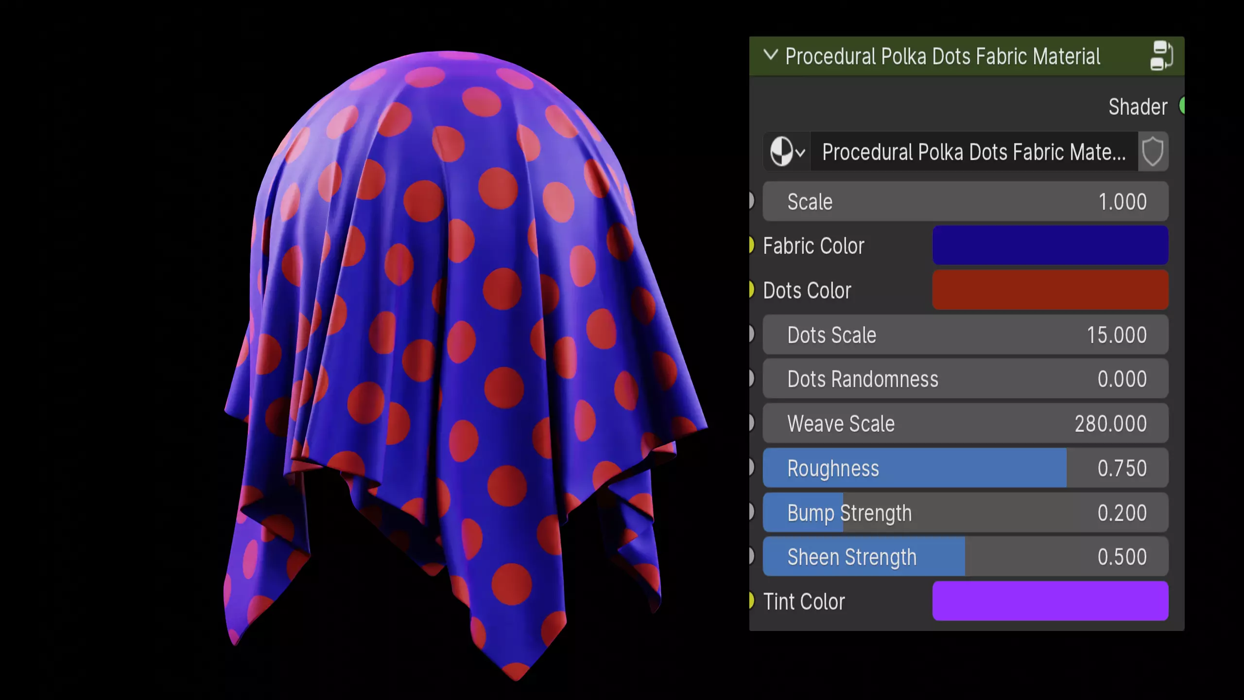 Procedural Polka Dots Fabric Material Texture_0