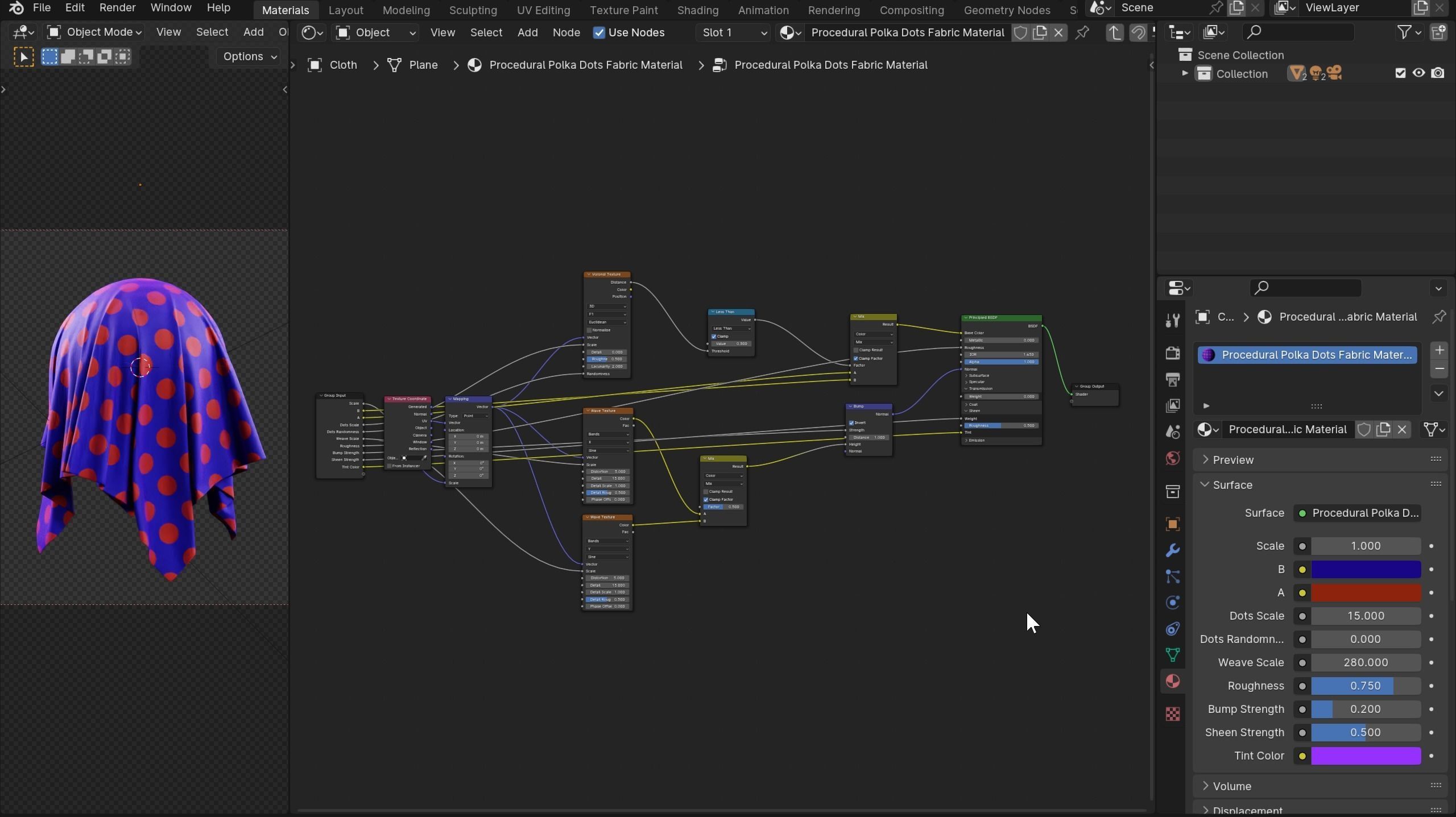 Procedural Polka Dots Fabric Material Texture_8