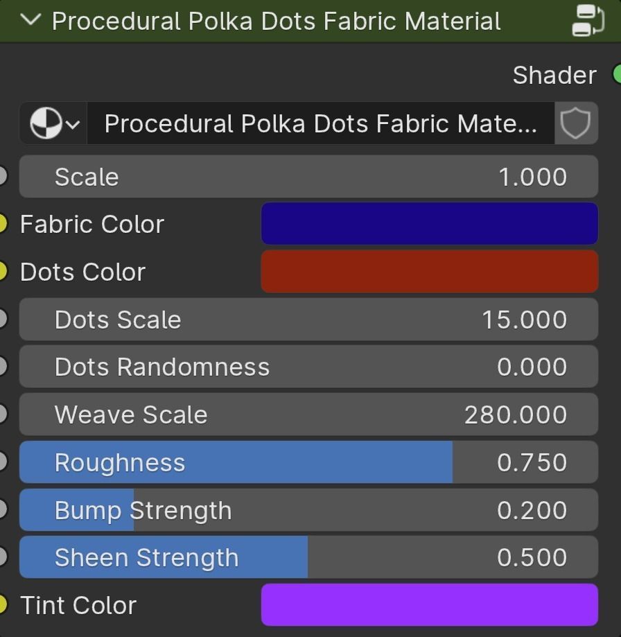 Procedural Polka Dots Fabric Material Texture_7