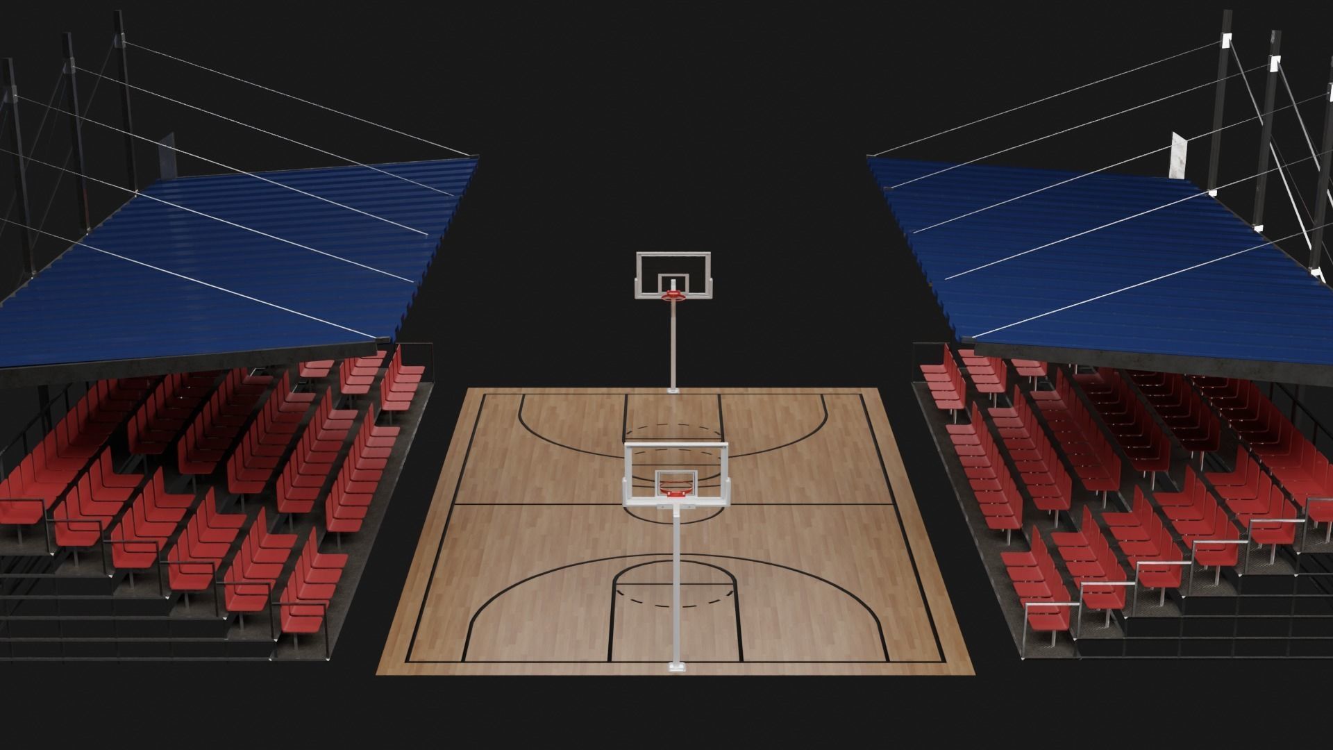 Basket ball court Free low-poly 3D model_1