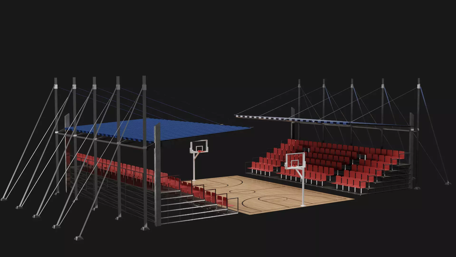 Basket ball court Free low-poly 3D model_0