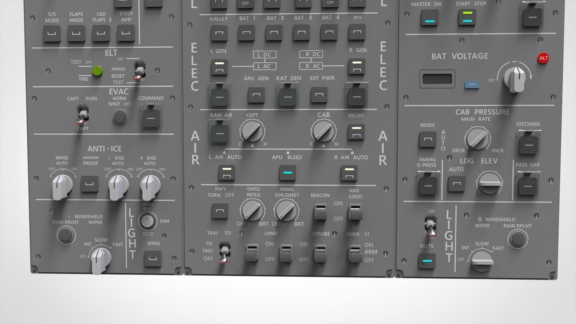 Dashboard 3 control panel with buttons and knobs 3D model_16