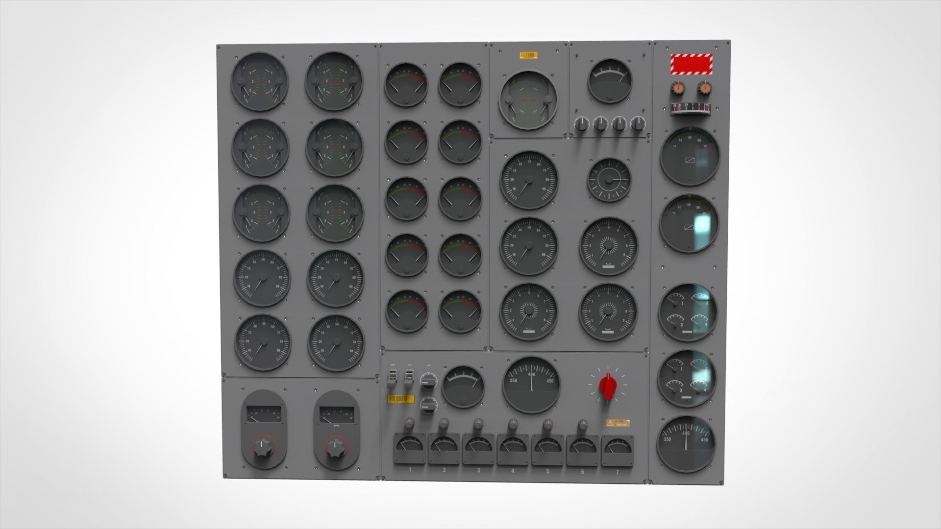 Dashboard 3 control panel with buttons and knobs 3D model_11