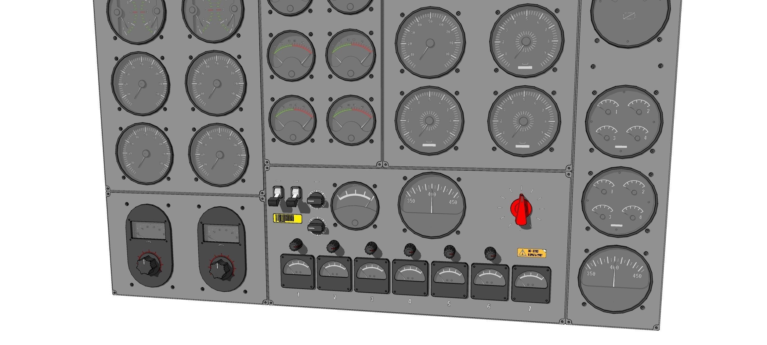 Dashboard 3 control panel with buttons and knobs 3D model_32