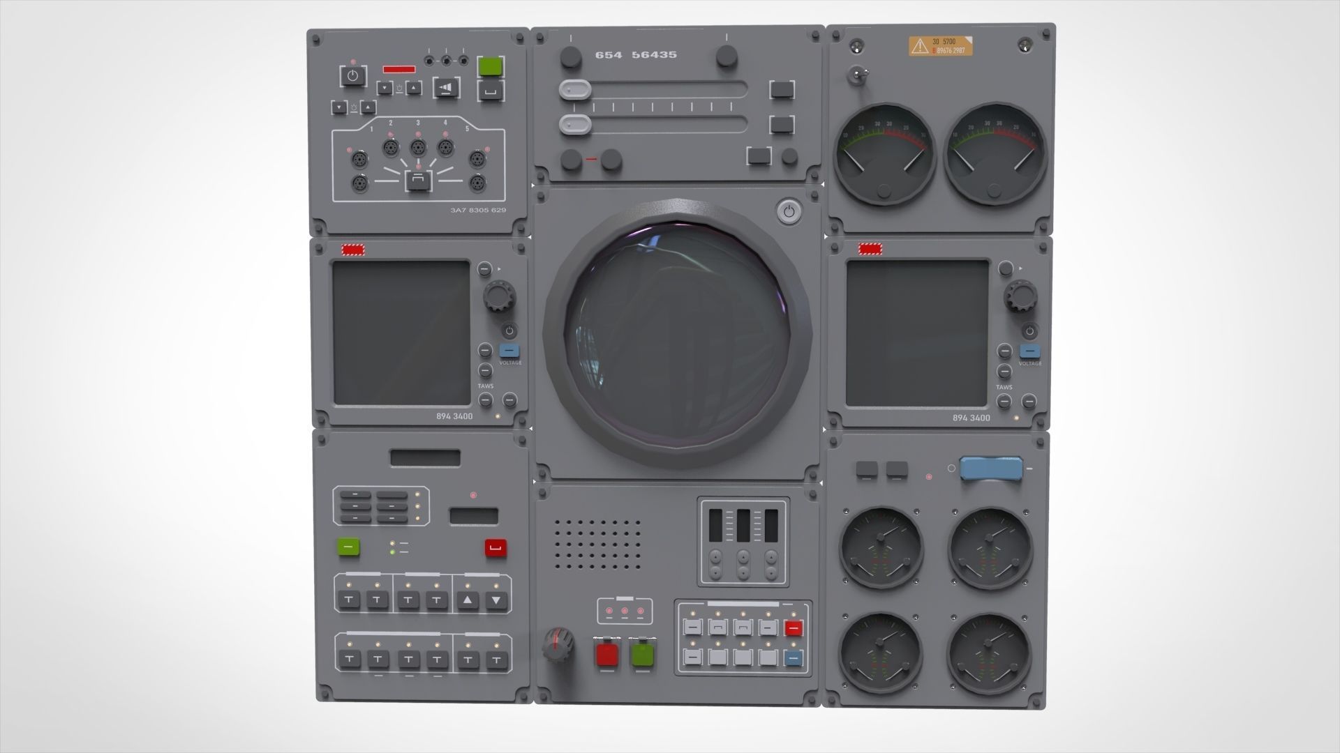 Dashboard 3 control panel with buttons and knobs 3D model_9