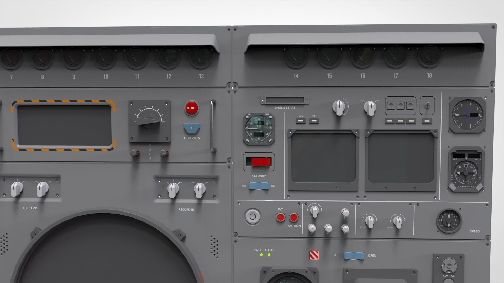 Dashboard 3 control panel with buttons and knobs 3D model_21