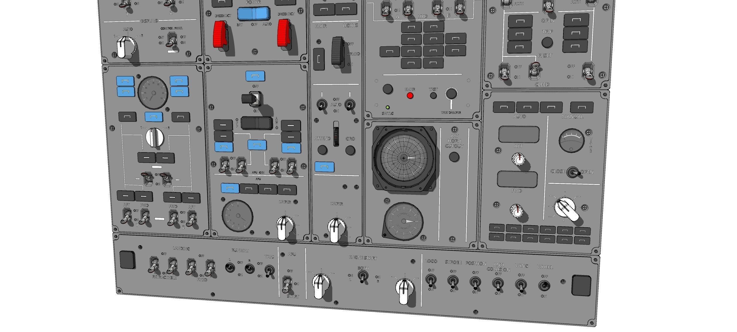 Dashboard 3 control panel with buttons and knobs 3D model_27
