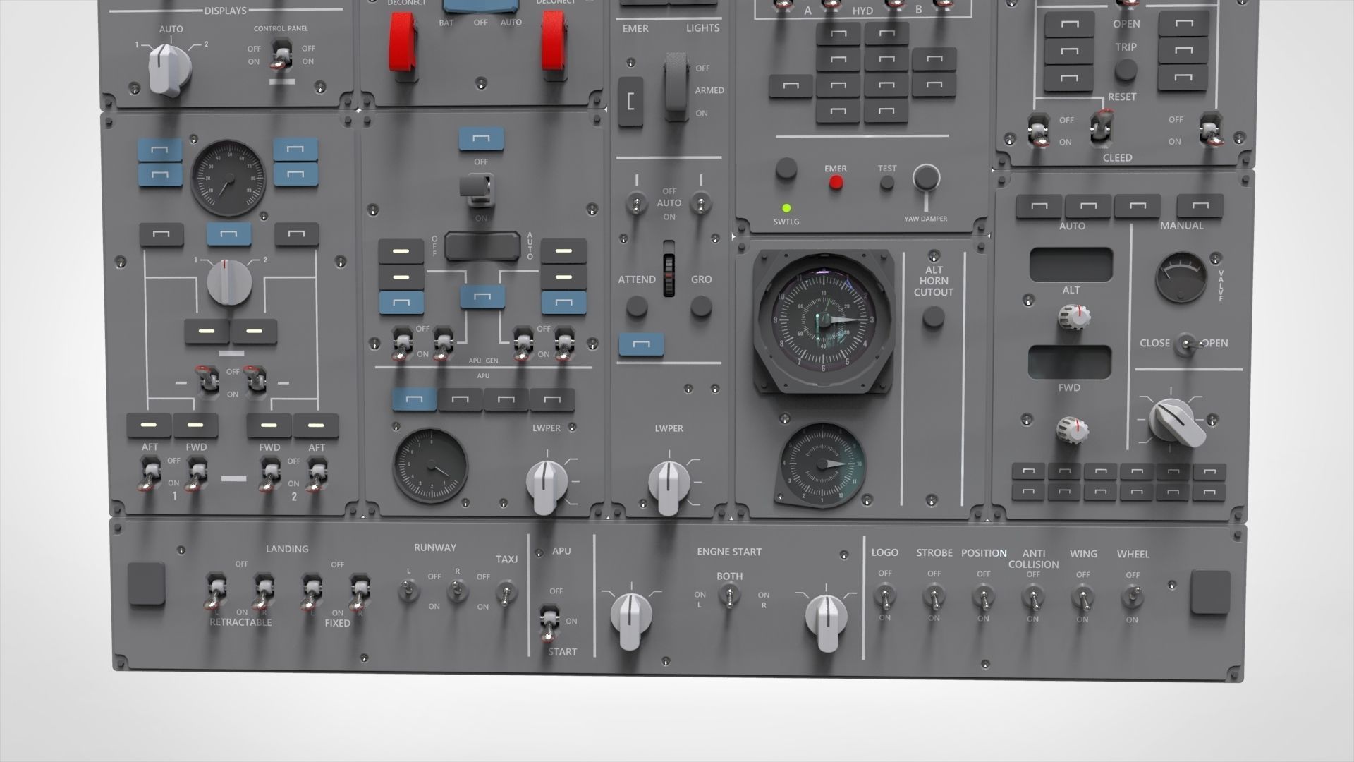 Dashboard 3 control panel with buttons and knobs 3D model_4