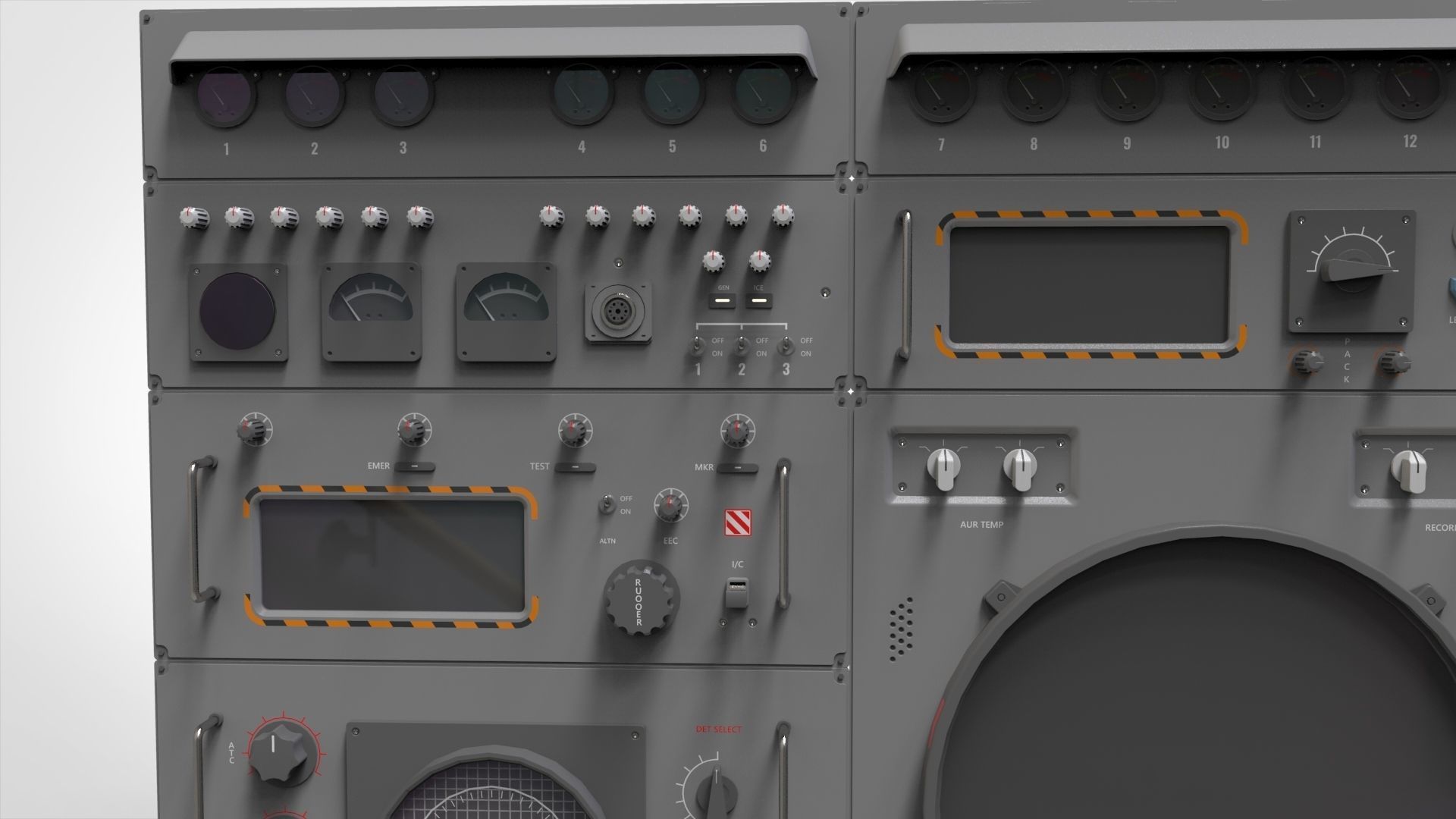 Dashboard 3 control panel with buttons and knobs 3D model_18