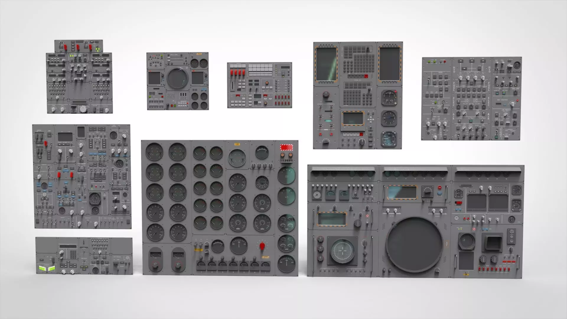 Dashboard 3 control panel with buttons and knobs 3D model_0