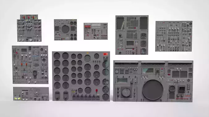 Dashboard 3 control panel with buttons and knobs 3D model