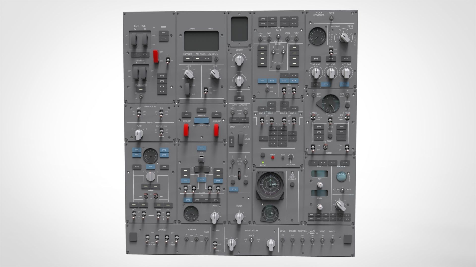 Dashboard 3 control panel with buttons and knobs 3D model_2