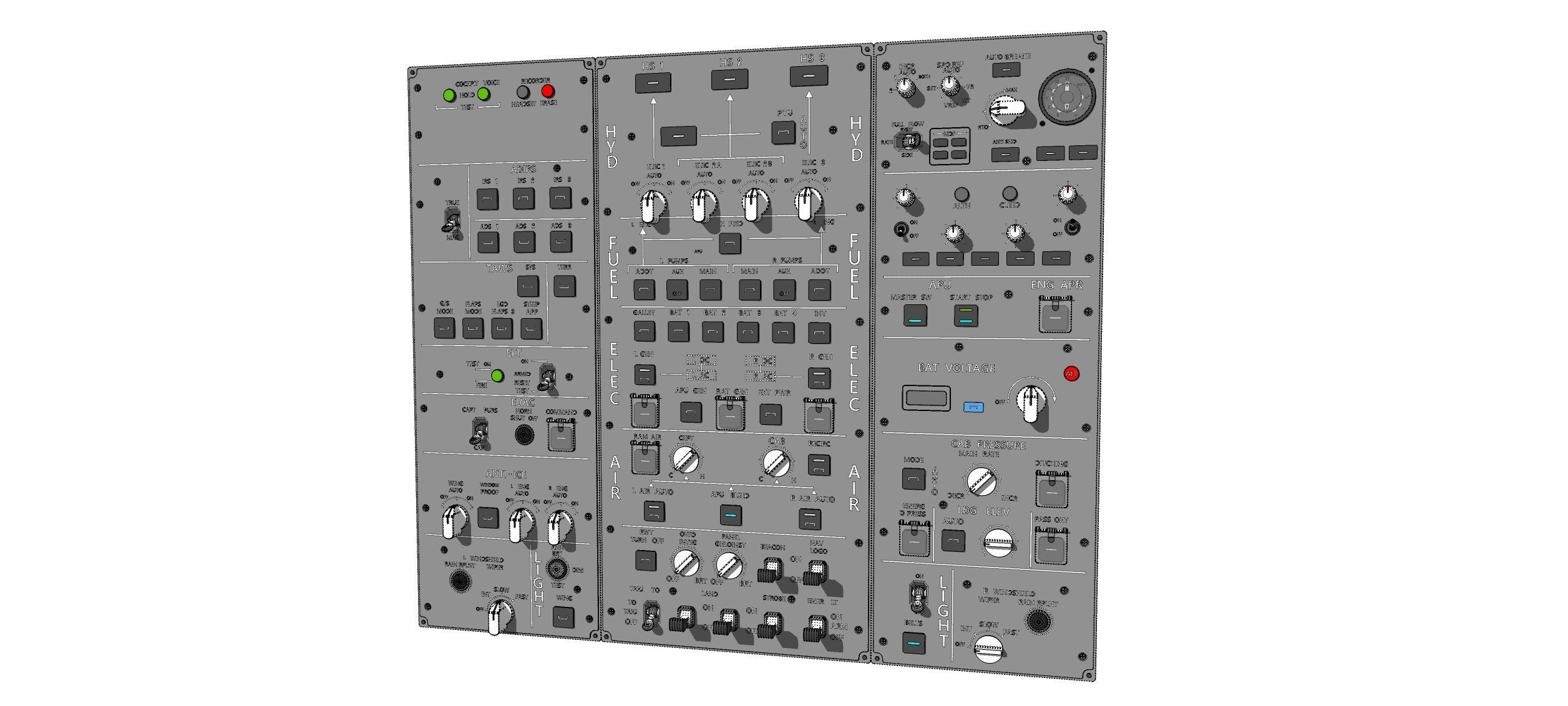 Dashboard 3 control panel with buttons and knobs 3D model_34