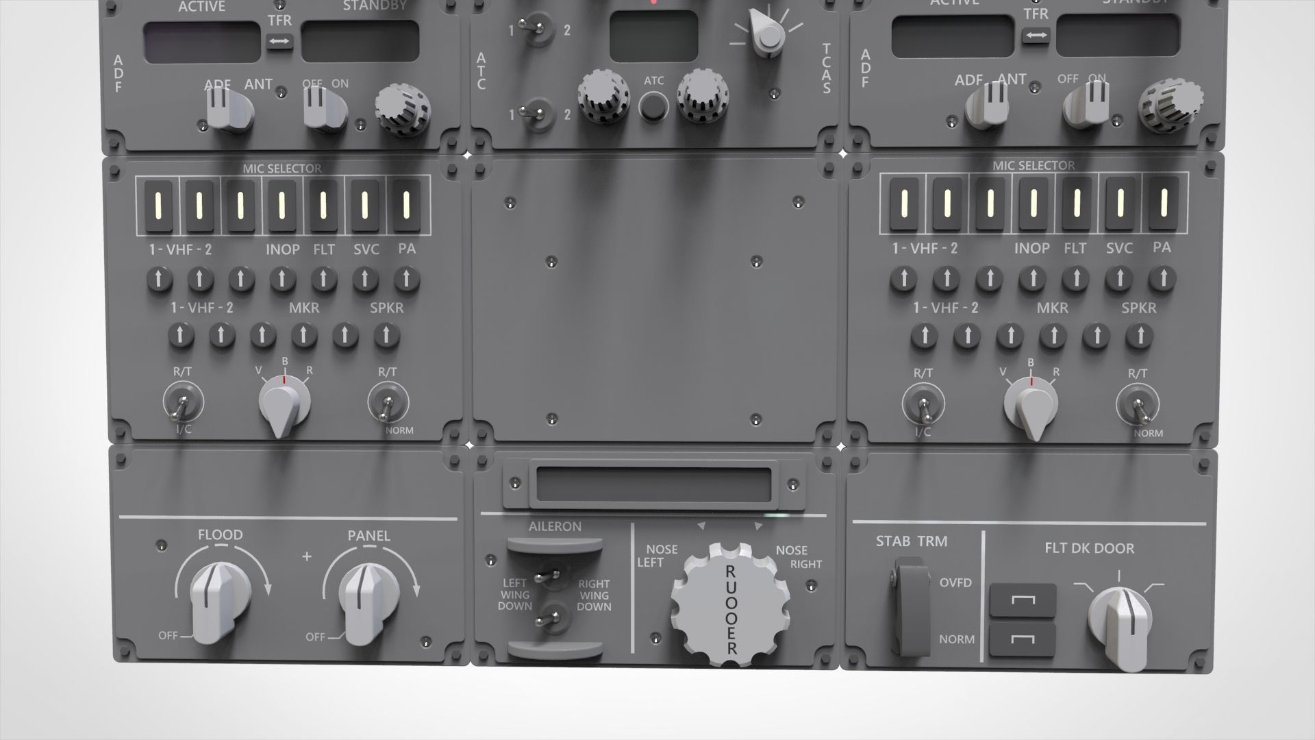 Dashboard 3 control panel with buttons and knobs 3D model_7