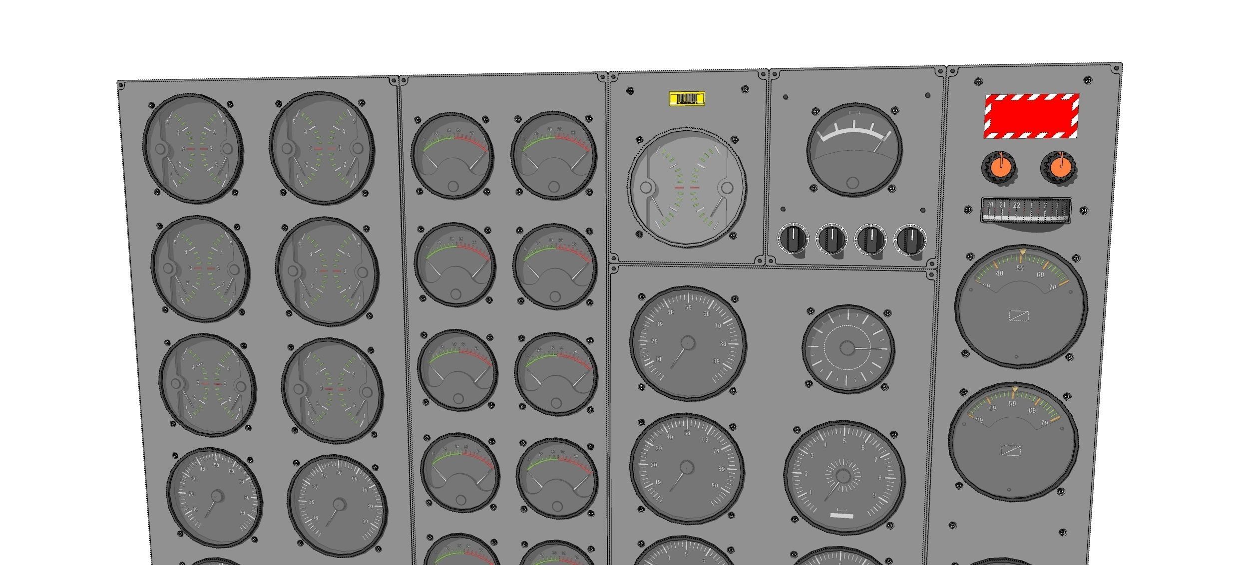 Dashboard 3 control panel with buttons and knobs 3D model_31