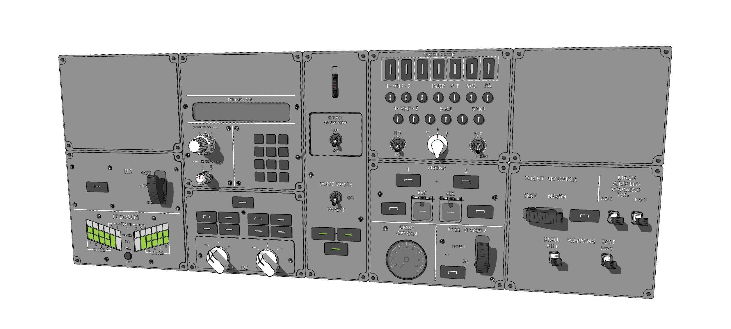 Dashboard 3 control panel with buttons and knobs 3D model_28