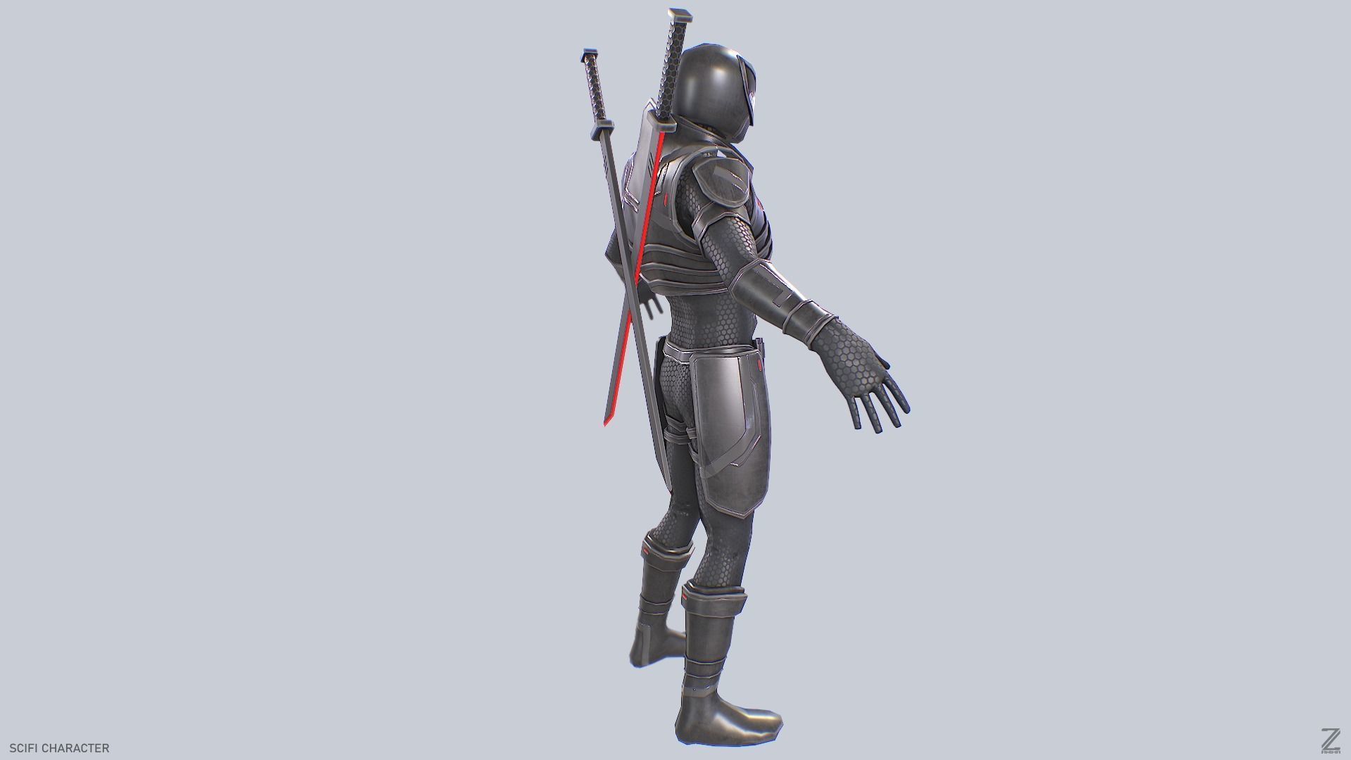Scifi character Low-poly 3D model_5