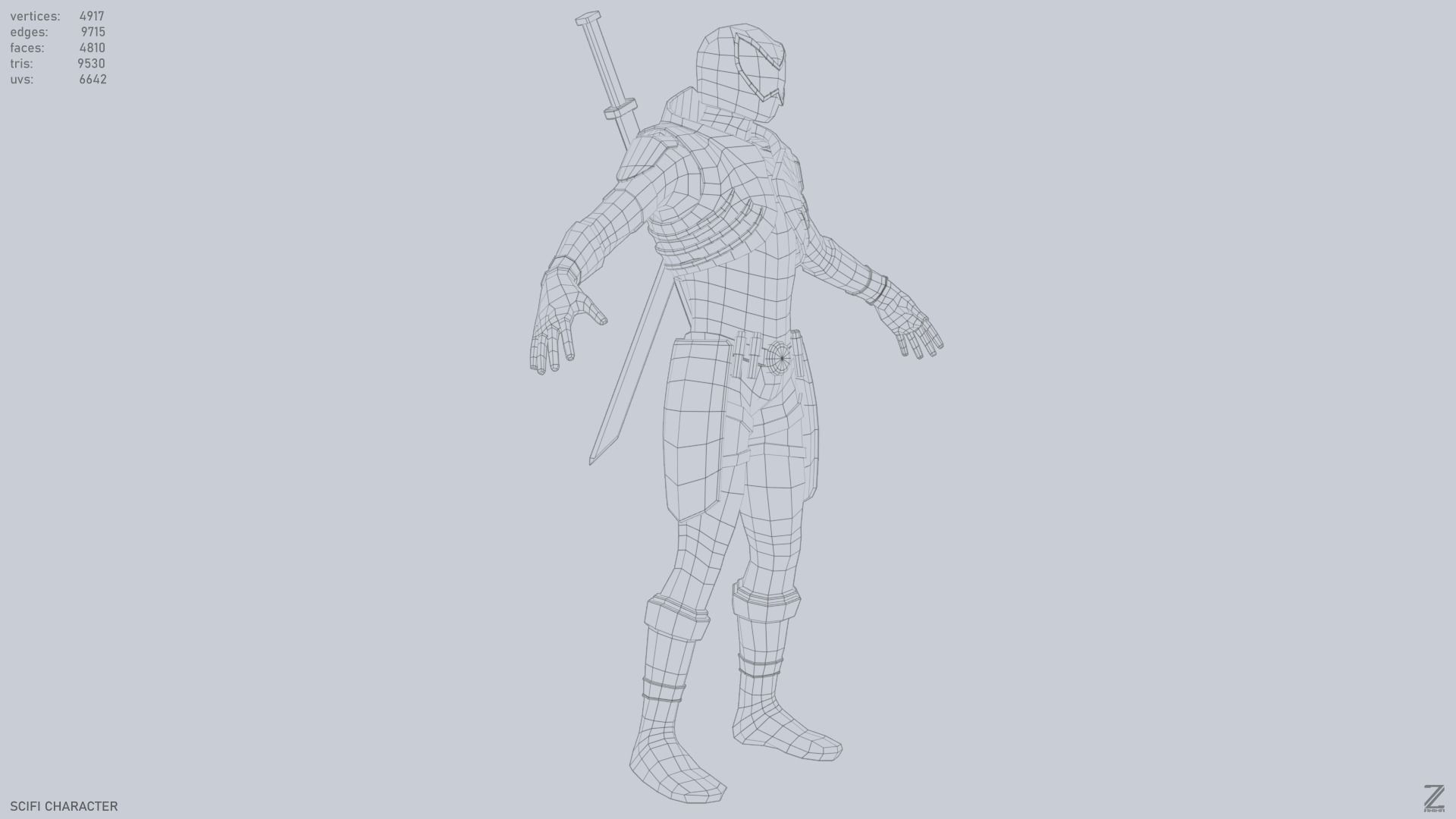 Scifi character Low-poly 3D model_14