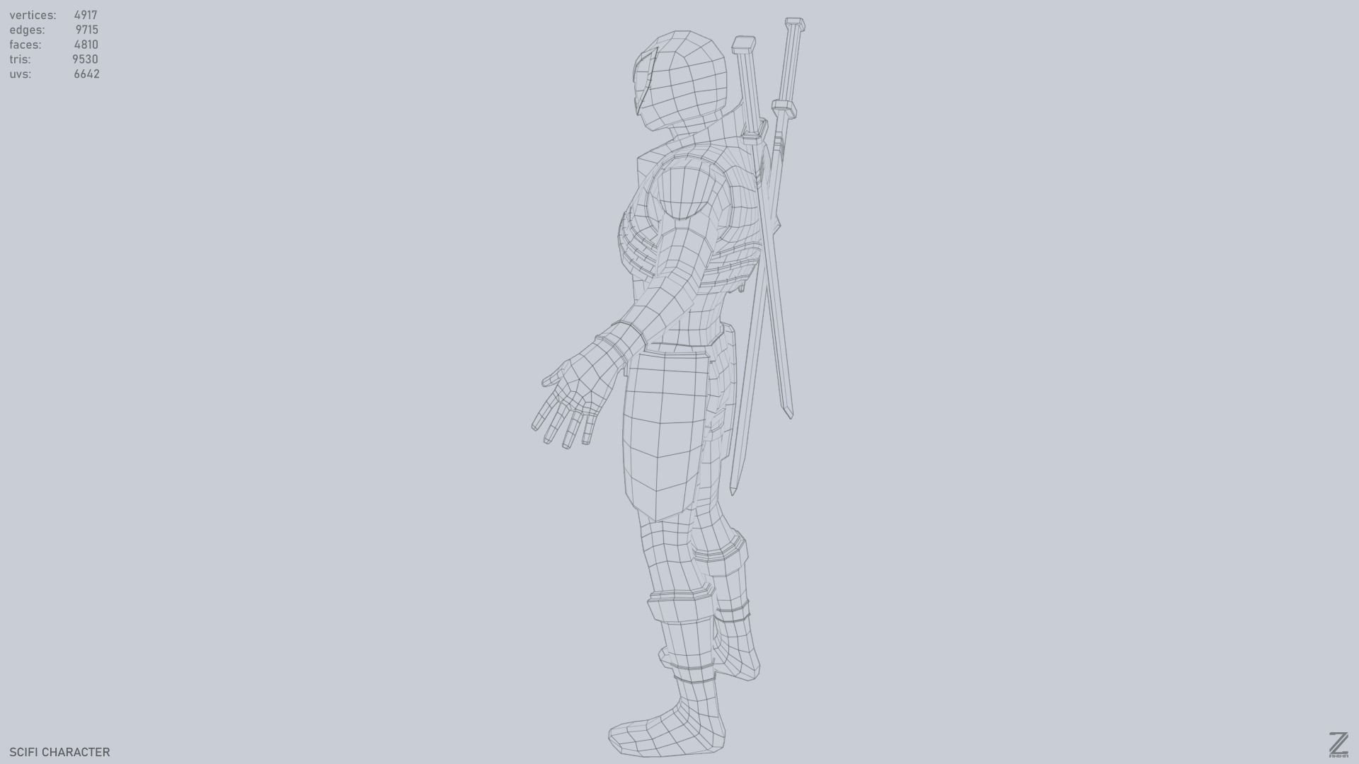 Scifi character Low-poly 3D model_11