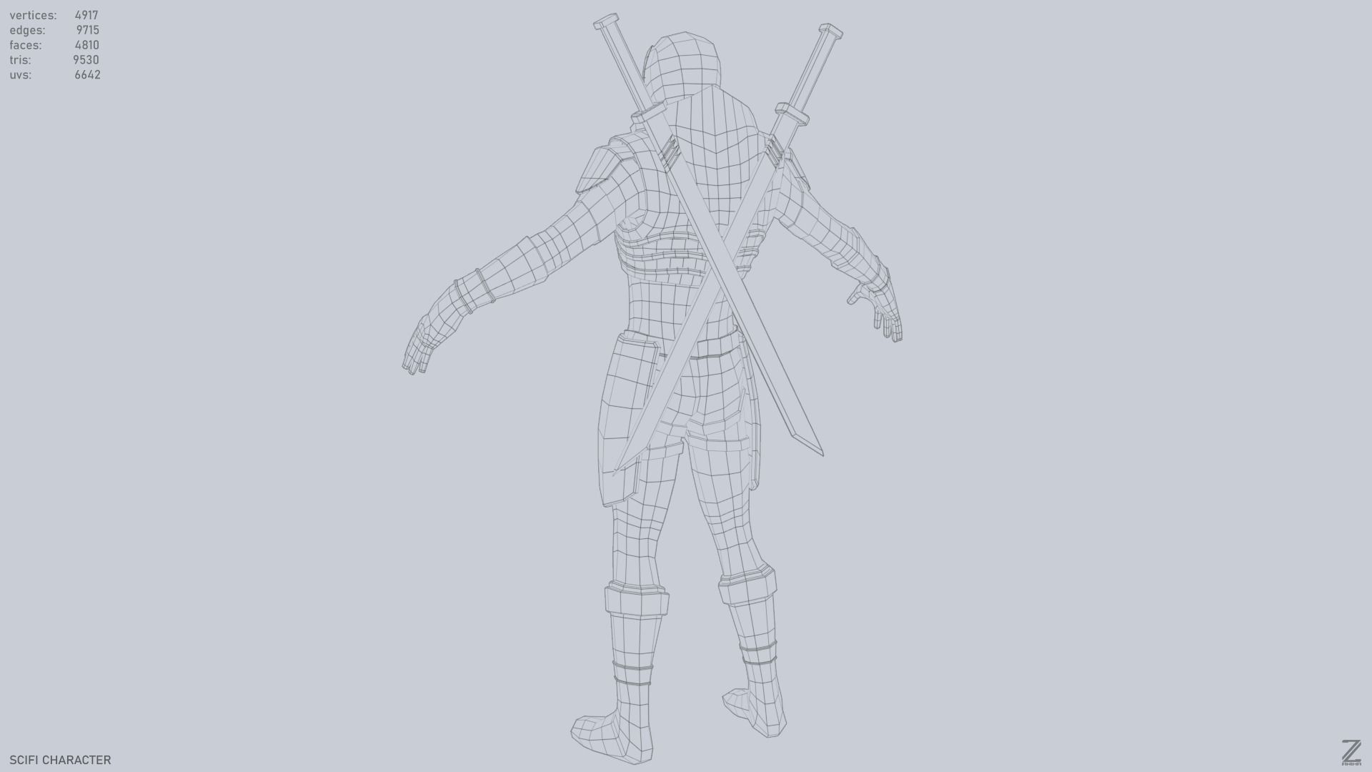 Scifi character Low-poly 3D model_12