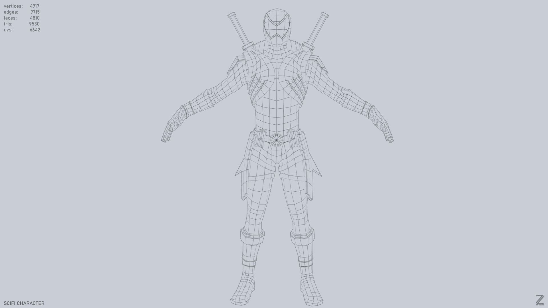 Scifi character Low-poly 3D model_15