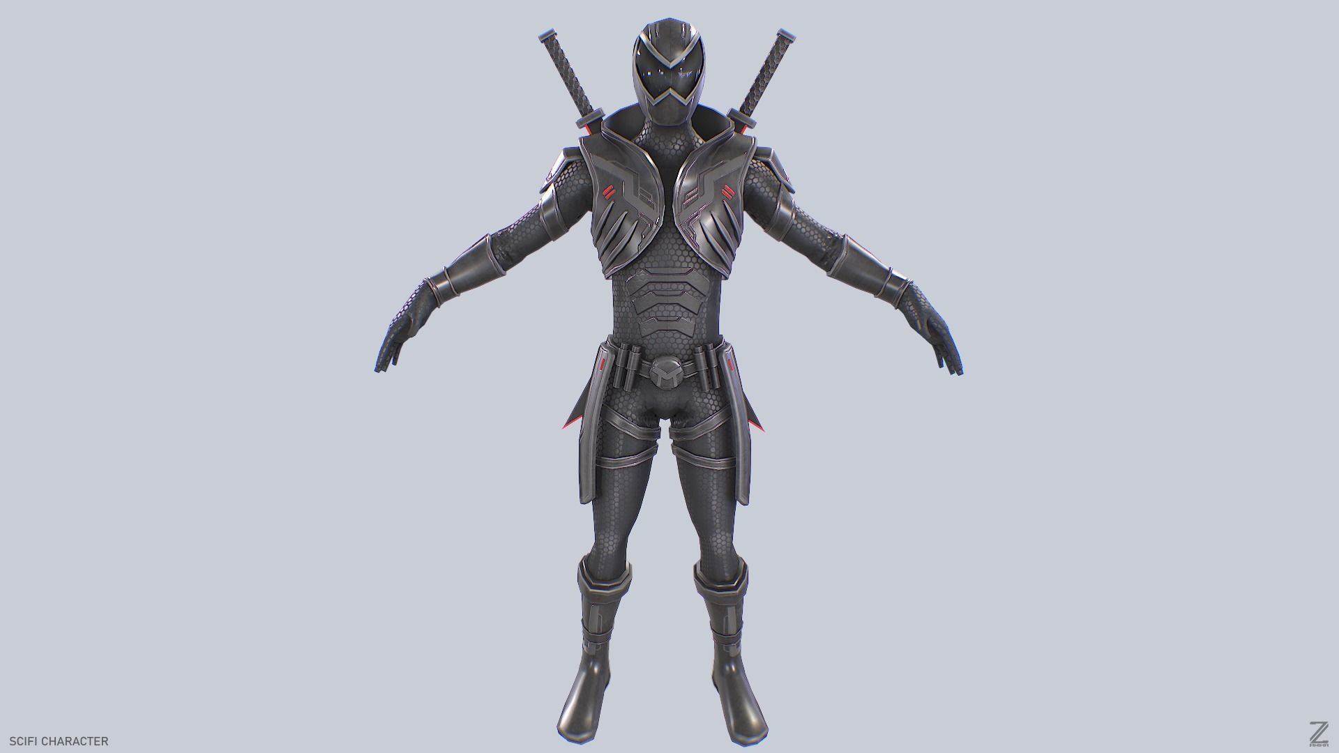 Scifi character Low-poly 3D model_7