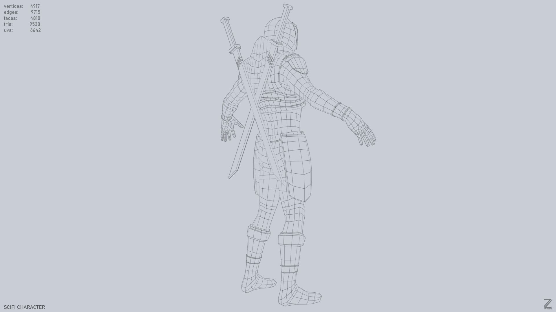 Scifi character Low-poly 3D model_13