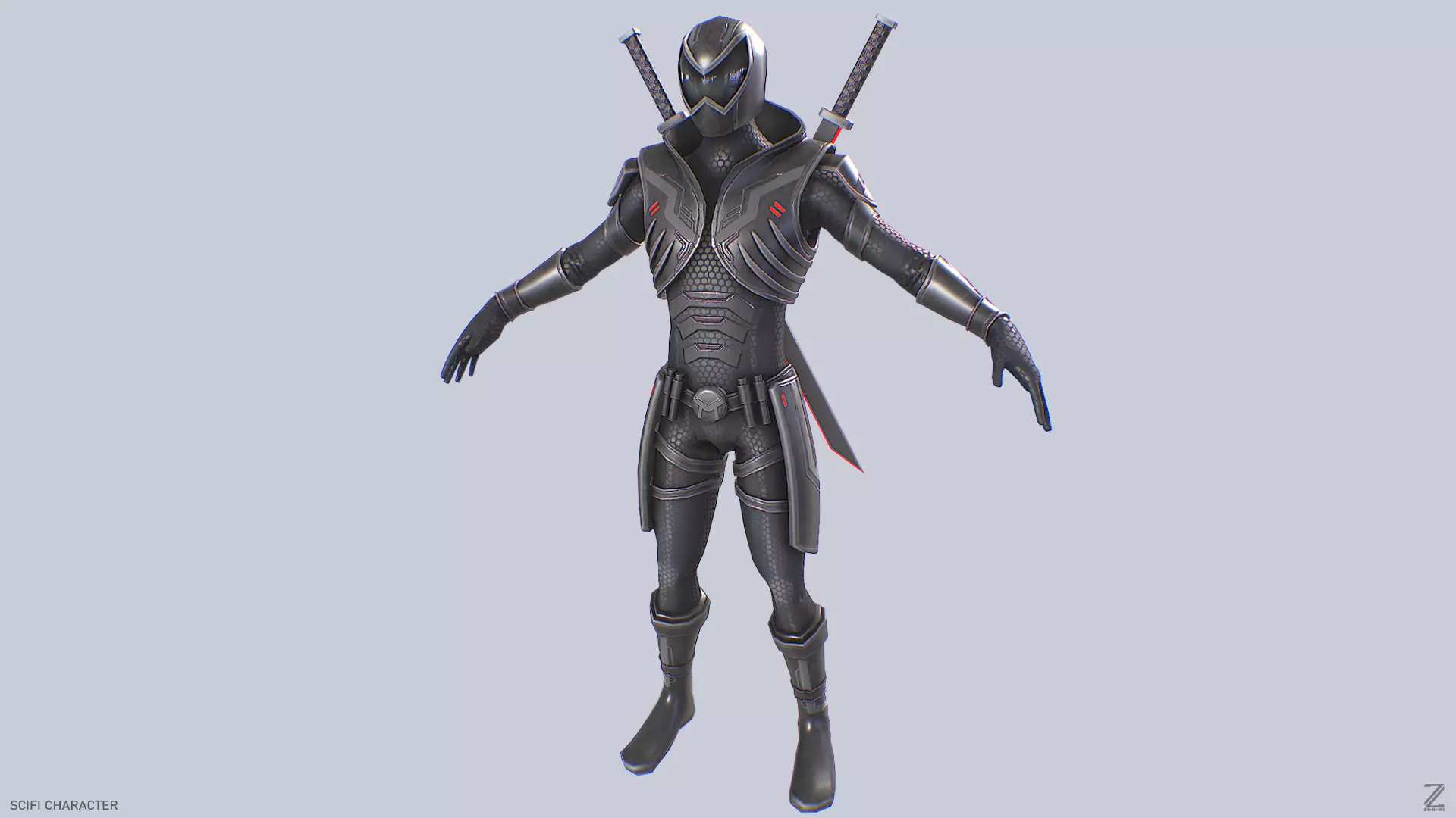 Scifi character Low-poly 3D model_0