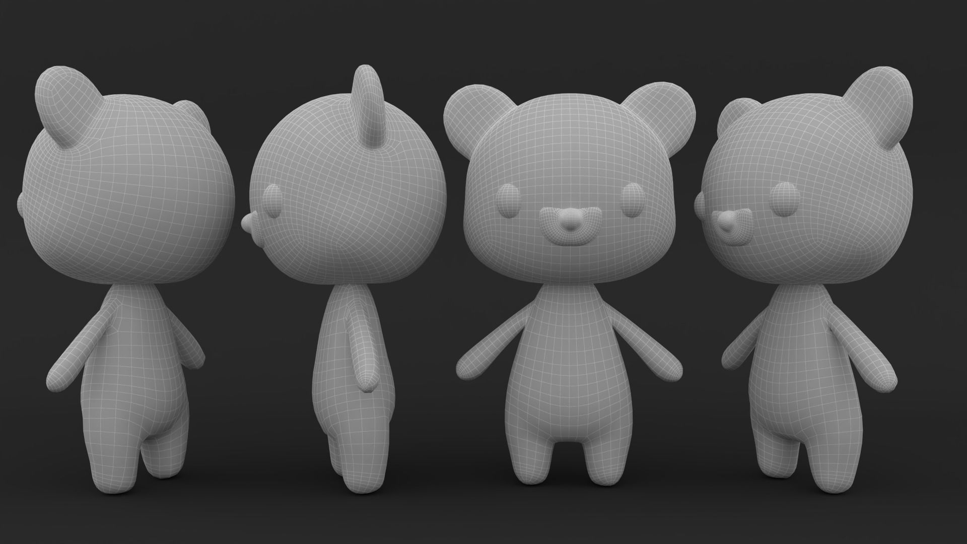 Bear  low poly animated v001  Low-poly 3D model_3