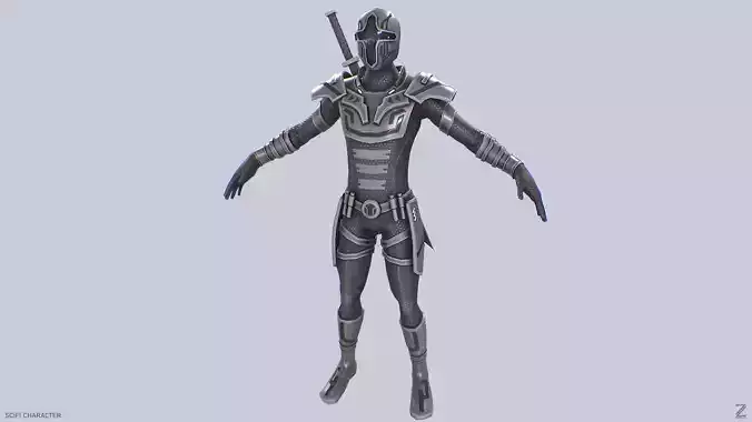 Scifi character Low-poly 3D model
