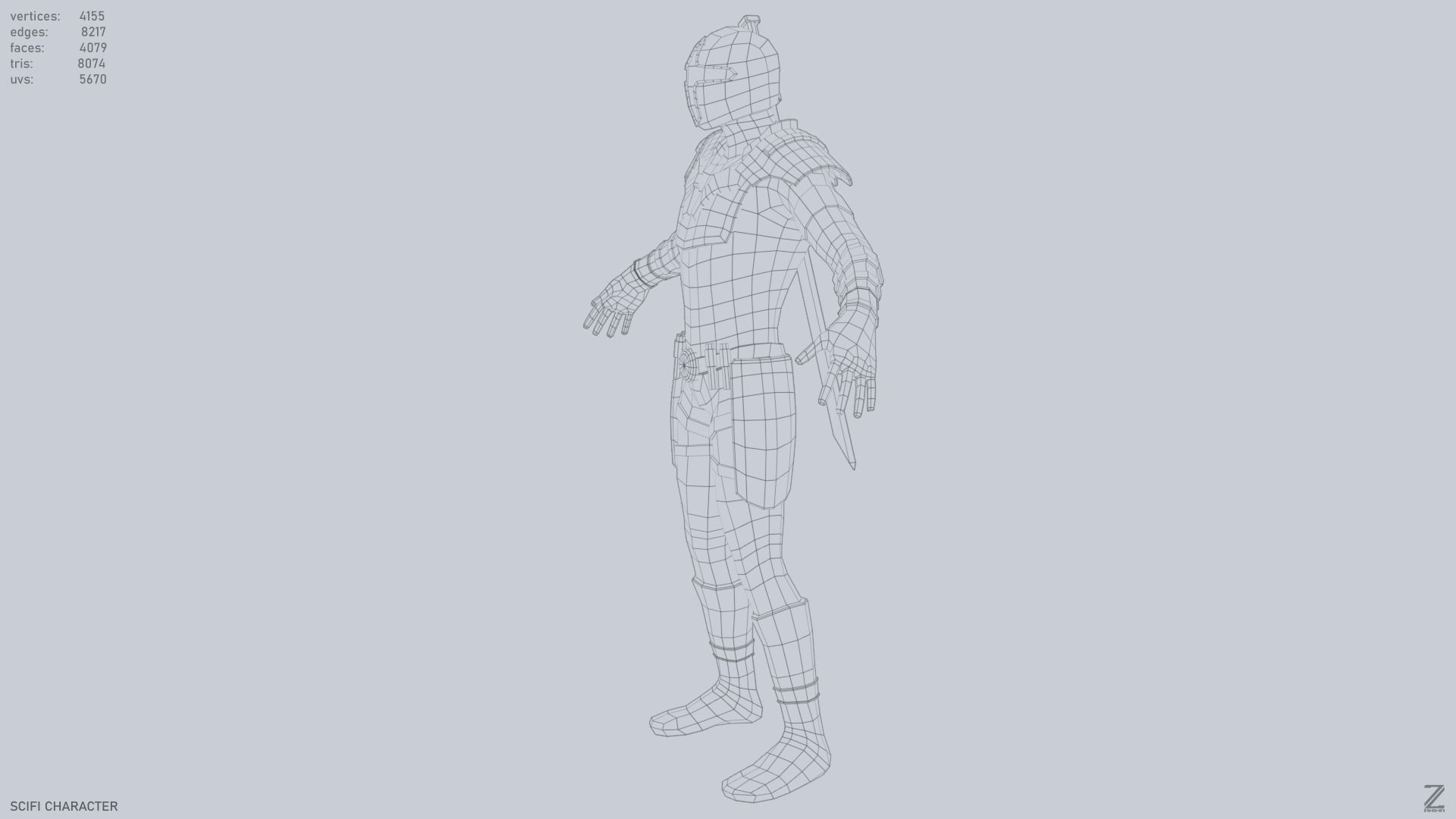 Scifi character Low-poly 3D model_10