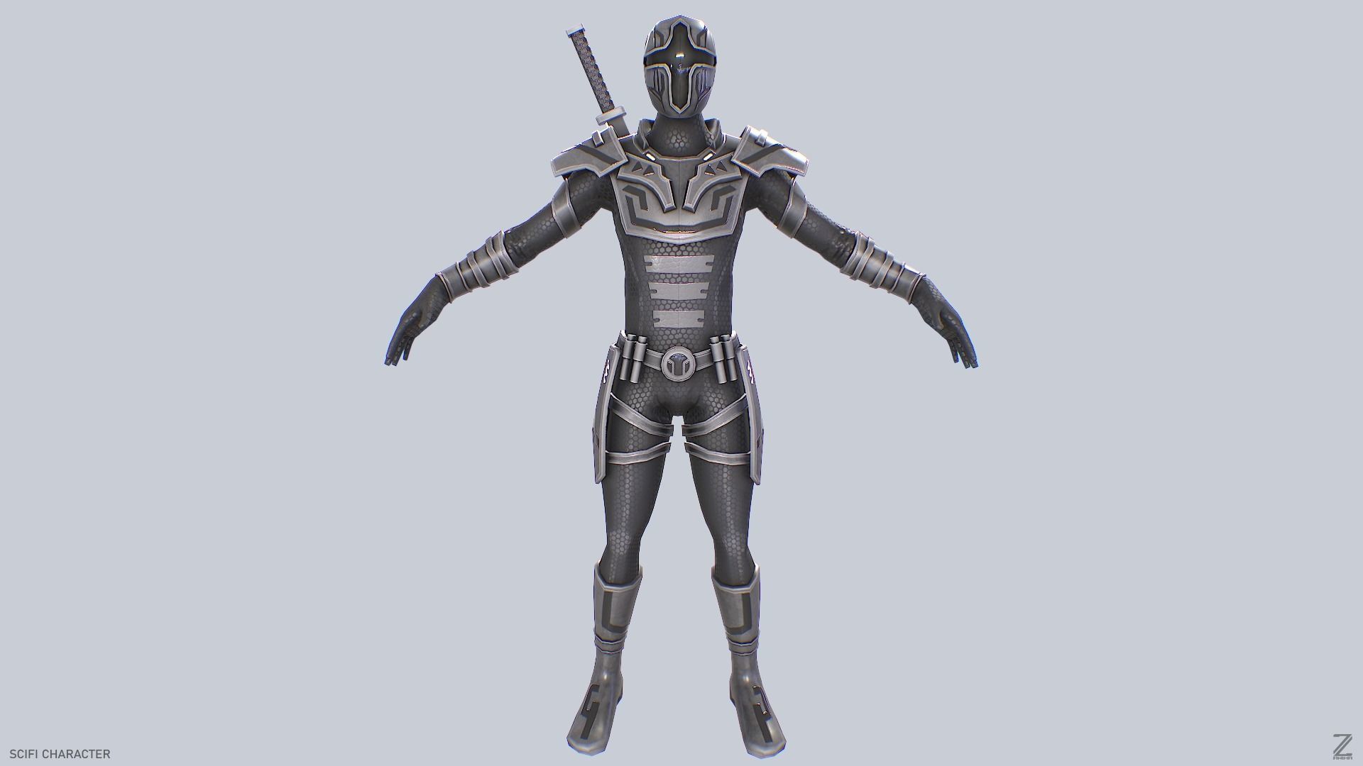 Scifi character Low-poly 3D model_8