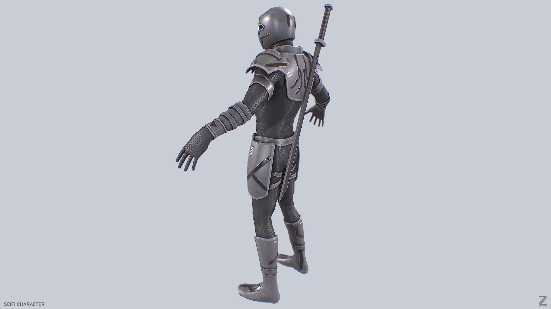 Scifi character Low-poly 3D model_5