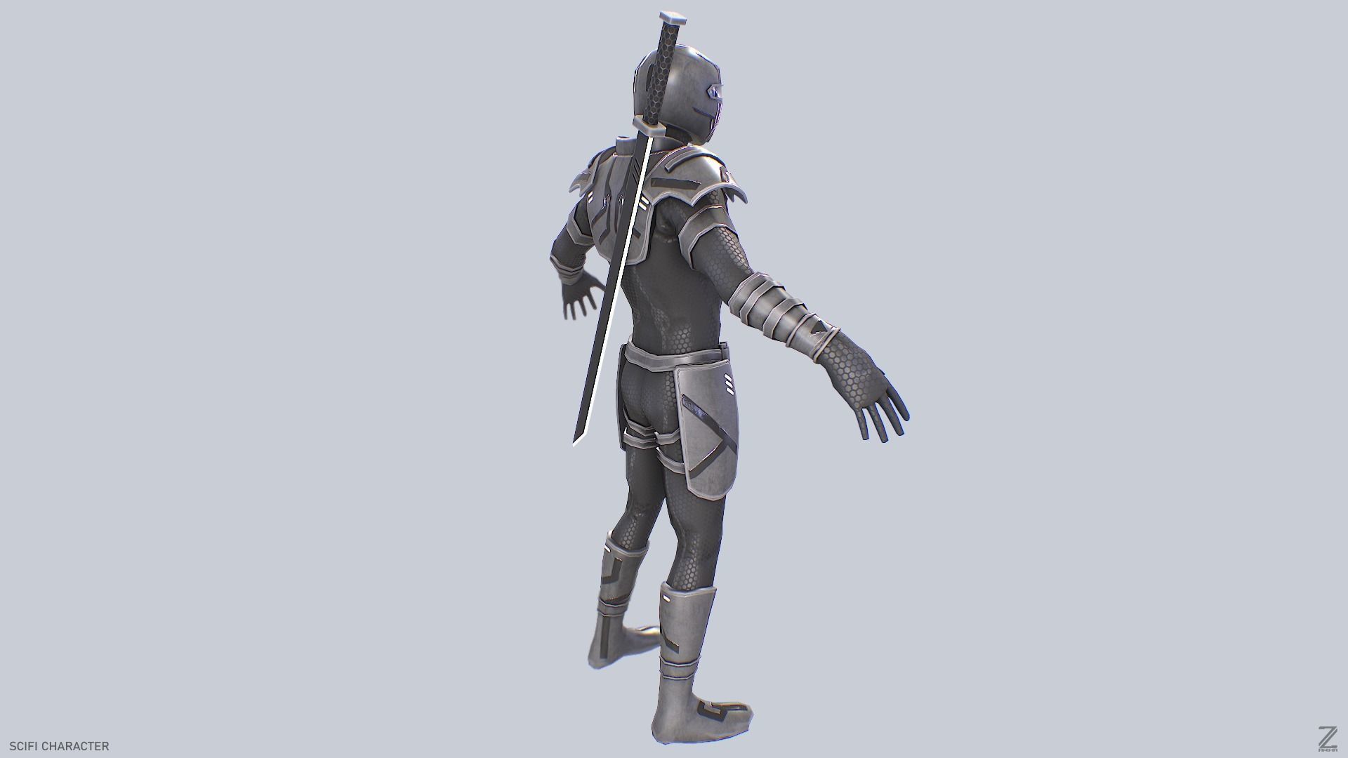 Scifi character Low-poly 3D model_7