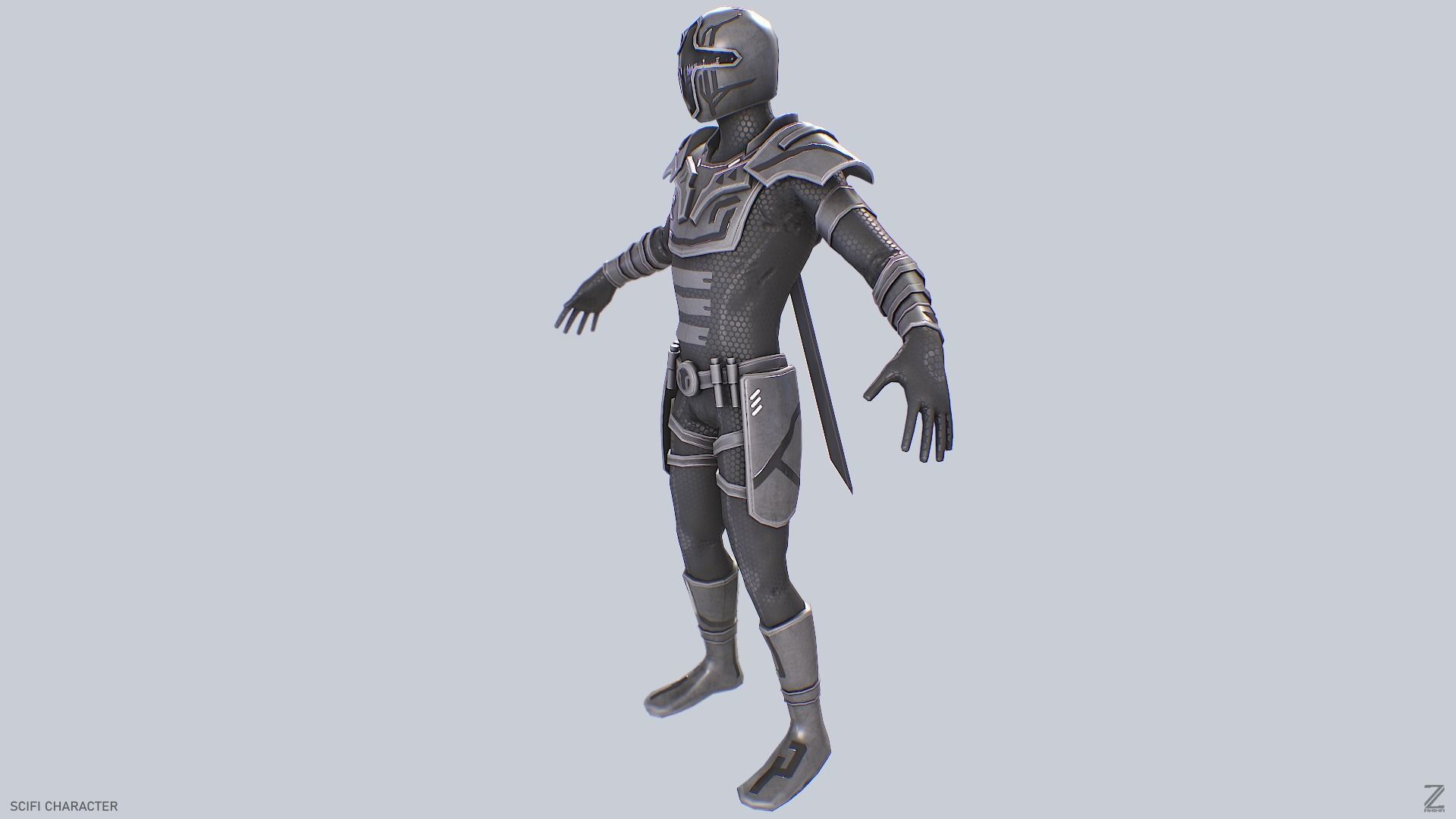 Scifi character Low-poly 3D model_2