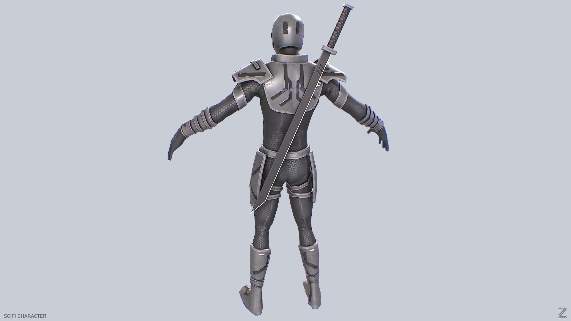 Scifi character Low-poly 3D model_6