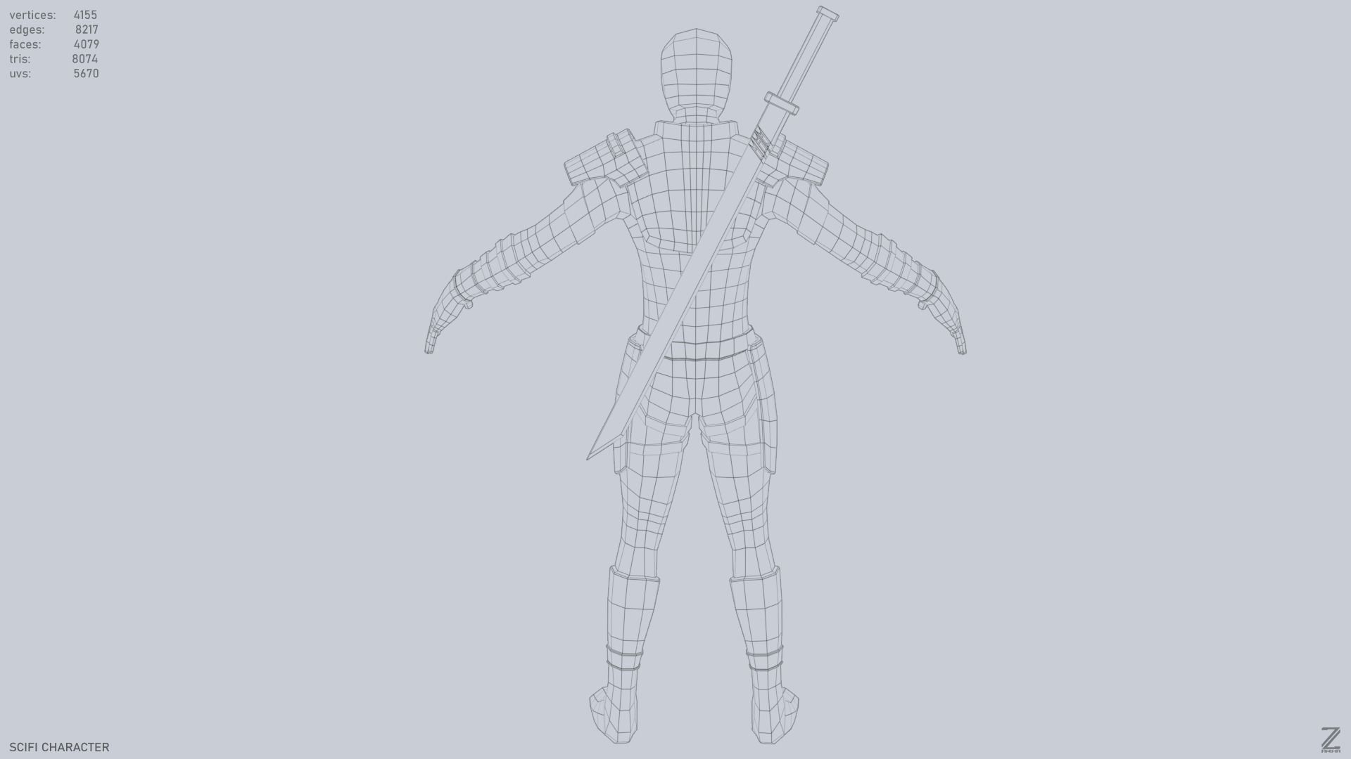 Scifi character Low-poly 3D model_13