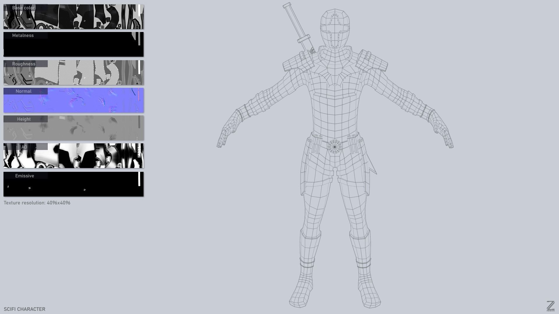 Scifi character Low-poly 3D model_3