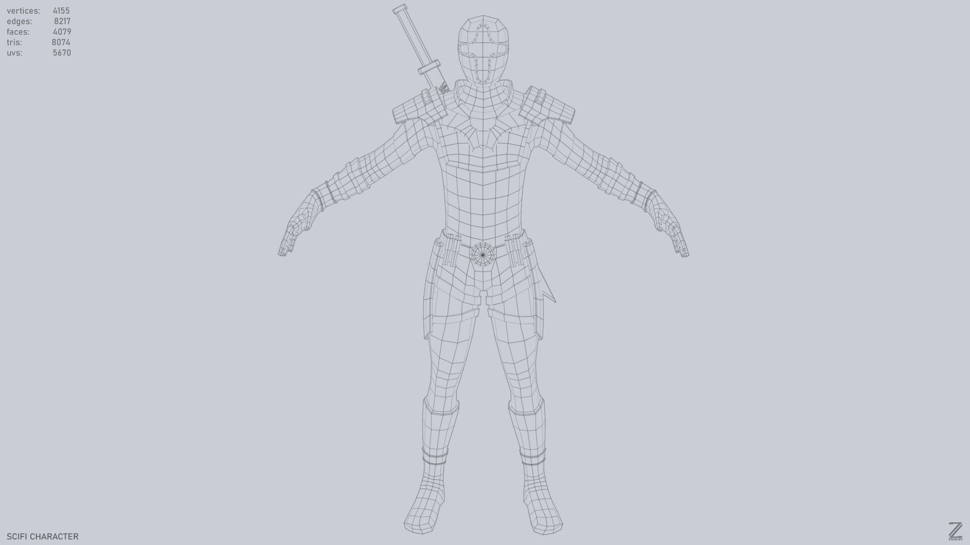 Scifi character Low-poly 3D model_15