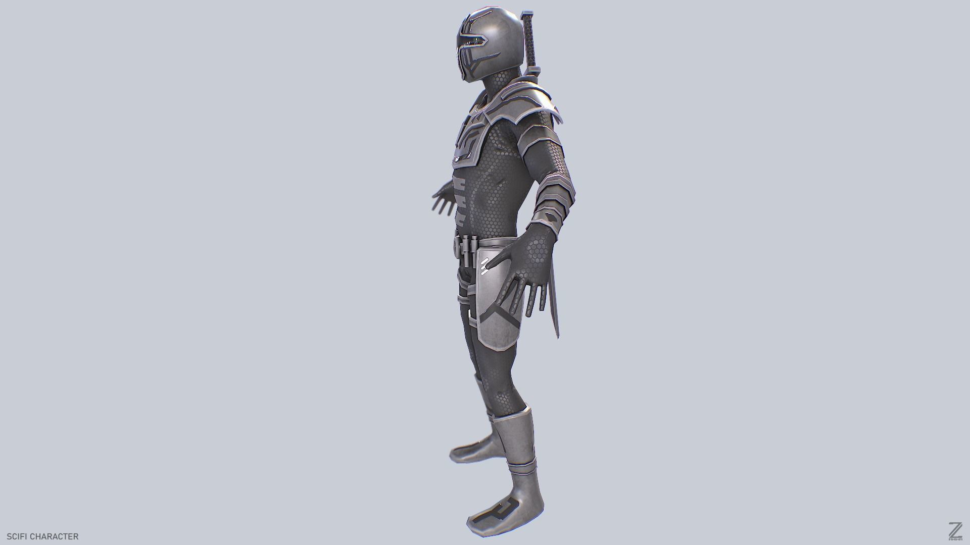 Scifi character Low-poly 3D model_4