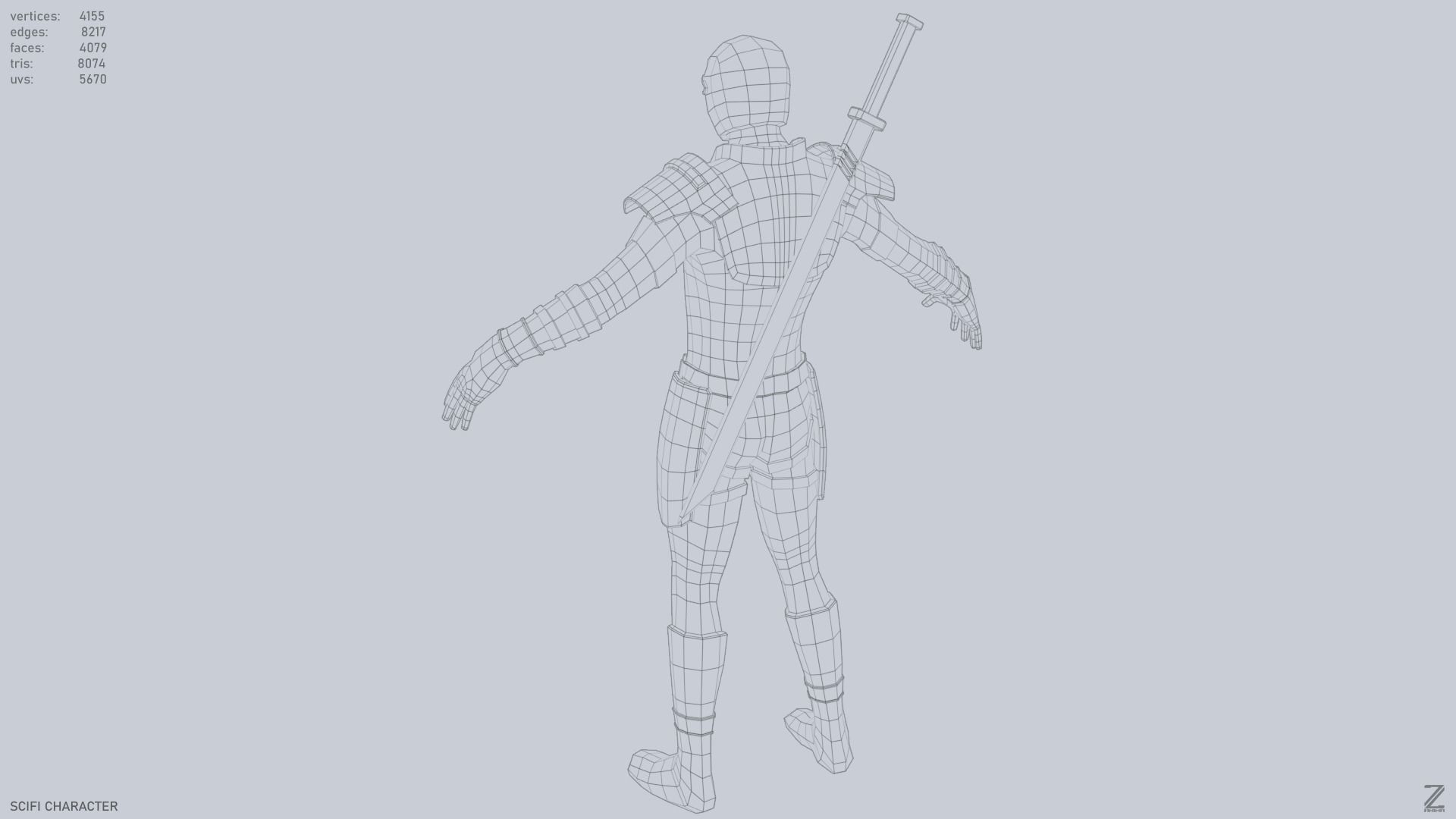 Scifi character Low-poly 3D model_12