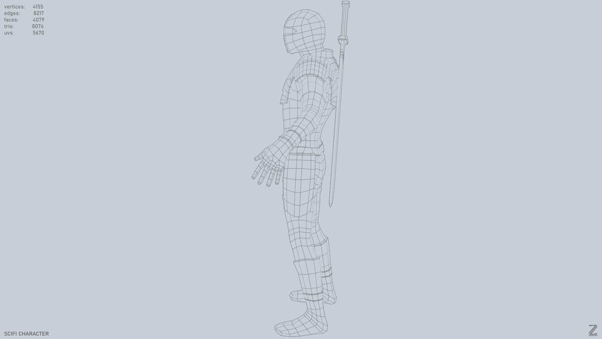 Scifi character Low-poly 3D model_11