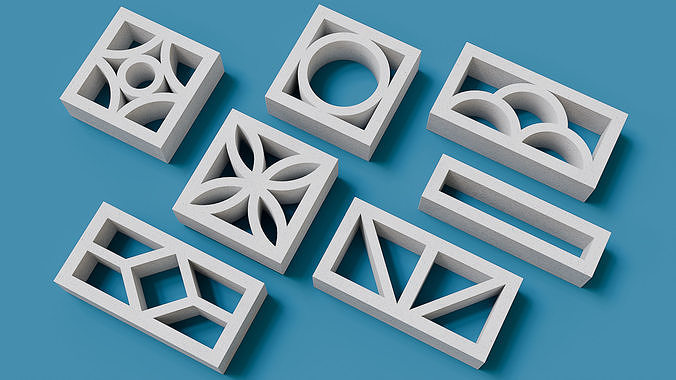 Breeze blocks wall 3D model