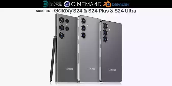 Samsung Galaxy S24 and S24 Plus and S24 Ultra v1 3D model